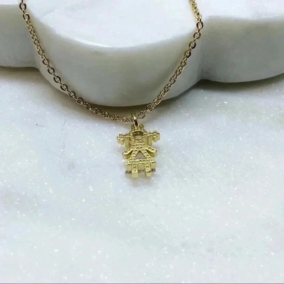 𝅺PETITE Rhinestone Girl Charm Necklace Mom Gift gold plated 🔅 - Picture 5 of 10